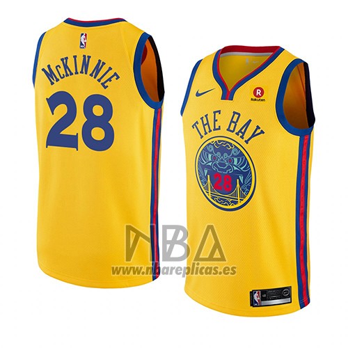Camiseta Golden State Warriors Alfonzo Mckinnie NO 28 Ciudad 2018-19 Amarillo